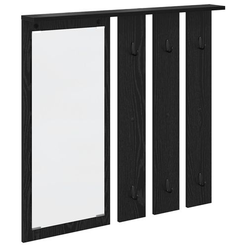 vidaXL Porte-manteau mural avec étagère Montage mural avec miroir Chêne noir 84 x 10 x 80 cm