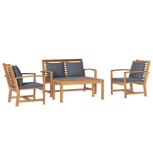 Ensemble De Canapé De Jardin 4 Pcs Marron Bois De Teck Massif