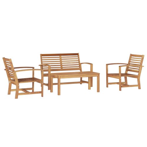 Ensemble De Canapé De Jardin 4 Pcs Marron Bois De Teck Massif