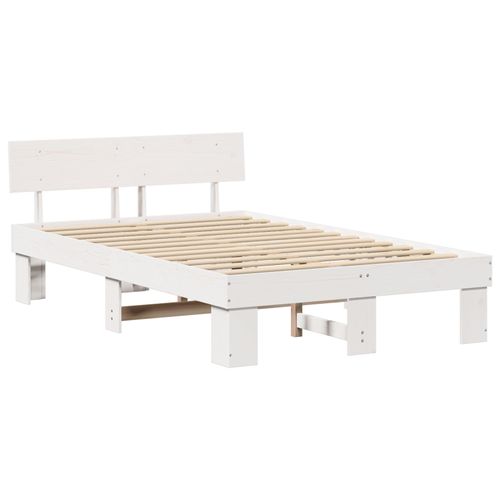 Vidaxl Cadre De Lit Blanc 120 X 190 Cm Bois De Pin Massif