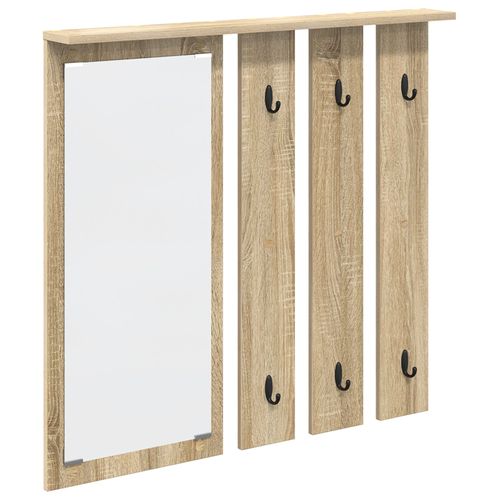 vidaXL Porte-manteau mural avec étagère Montage mural avec miroir Chêne sonoma 84 x 10 x 80 cm