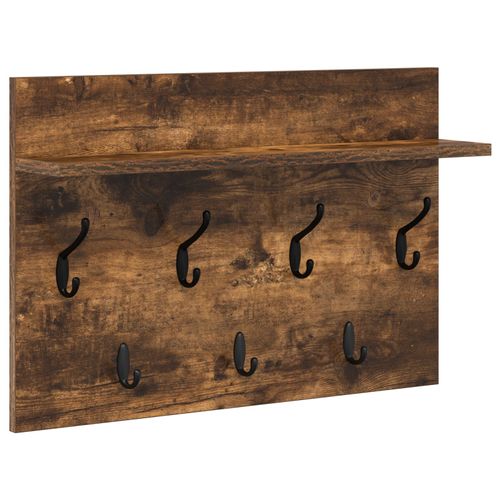 vidaXL Porte-manteau mural avec étagère Montage mural avec stockage Chêne fumé 60 x 40 x 12 cm