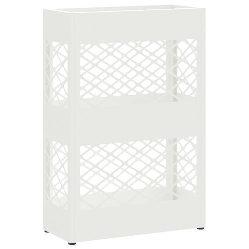 Vidaxl Porte-Parapluie Treillis Avec Stockage Blanc 28 X 12 X 41 Cm Acier
