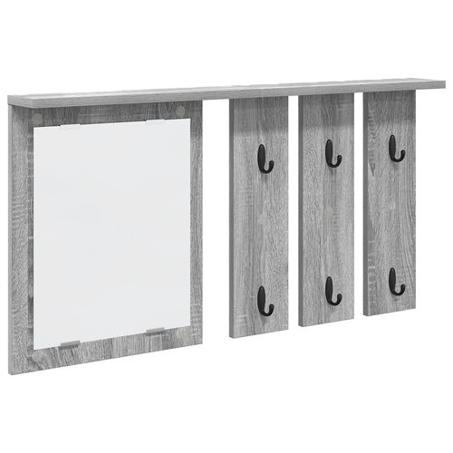 vidaXL Porte-manteau mural avec étagère Montage mural avec miroir Sonoma gris 85 x 10 x 45 cm