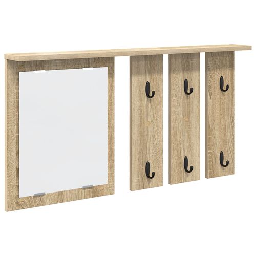 vidaXL Porte-manteau mural avec étagère Montage mural avec miroir Chêne sonoma 85 x 10 x 45 cm