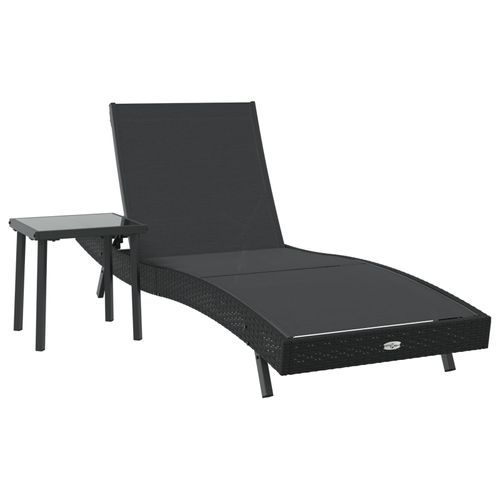 Vidaxl Chaise Longue 2 Pcs Noir 40 X 40 X 40.5 Cm Poly Rotin
