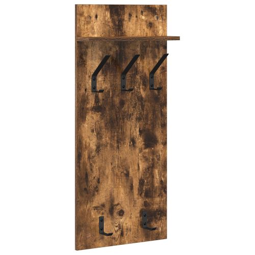vidaXL Porte-manteau mural avec étagère Montage mural Chêne fumé 90 x 40 x 10 cm