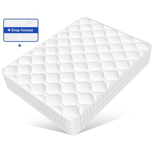 Matelas 140x190-22 cm d'épaisseur - Matelas à ressorts 7 zones de confort - Matelas avec alèse - Matelas de luxe pour lits d'adultes et d'enfants (140x190x22 cm)