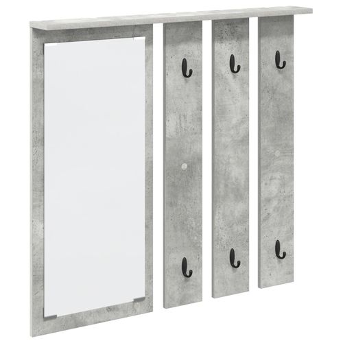 vidaXL Porte-manteau mural avec étagère Montage mural avec miroir Gris béton 84 x 10 x 80 cm