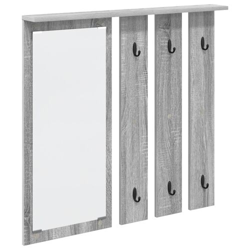vidaXL Porte-manteau mural avec étagère Montage mural avec miroir Sonoma gris 84 x 10 x 80 cm