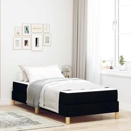 Vidaxl Lit À Ressorts Noir, Marron 100 X 200 Cm Tissu, Bois Engineered