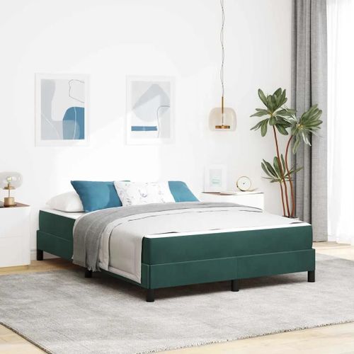 Vidaxl Lit Boxspring Avec Matelas Vert Foncé 140 X 200 Cm Velours