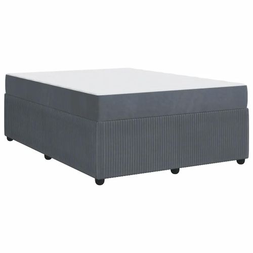 Vidaxl Cadre De Lit Avec Matelas Autre Gris Foncé 140 X 200 Cm Velours