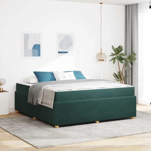 Vidaxl Cadre De Lit Avec Matelas Autre Vert Foncé 180 X 200 Cm Velours