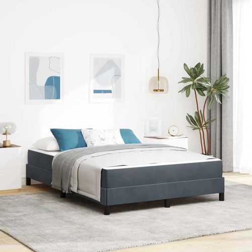 Vidaxl Lit Boxspring Avec Matelas Gris Foncé 140 X 200 Cm Velours