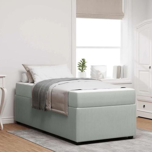 Vidaxl Cadre De Lit Avec Matelas Autre Gris Clair 90 X 190 Cm Velours