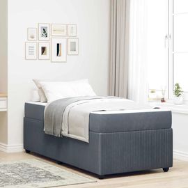 Vidaxl Cadre De Lit Avec Matelas Autre Gris Foncé 100 X 200 Cm Velours