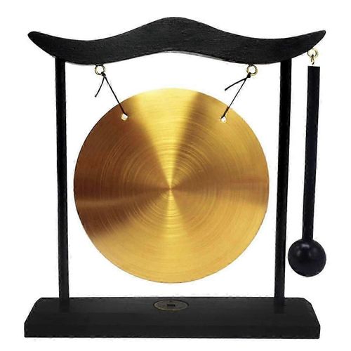 Mini Bureau Gong Table Carillon À Vent Instrument De Percussion Cymbales Gongs Avec Maillet Pour La Décoration Intérieure H