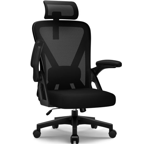 Chaise Bureau, Chaise De Bureau Ergonomique , Fauteuil De Bureau, Office Chair, Siege Bureau, Capacité De Charge De 150 Kg, Accoudoirs Rabattables À 90° Et Soutien Du Dossier Réglable