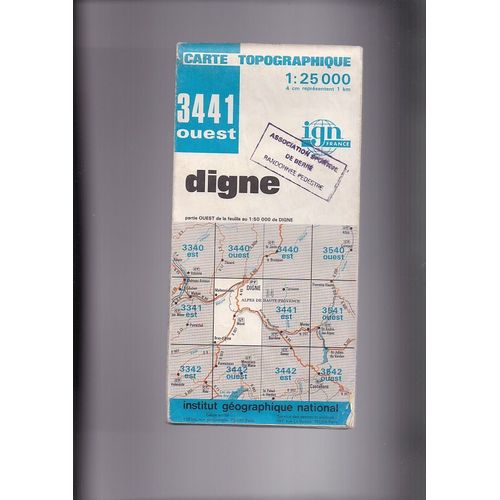 Carte Ign 3441 Ouest : Digne