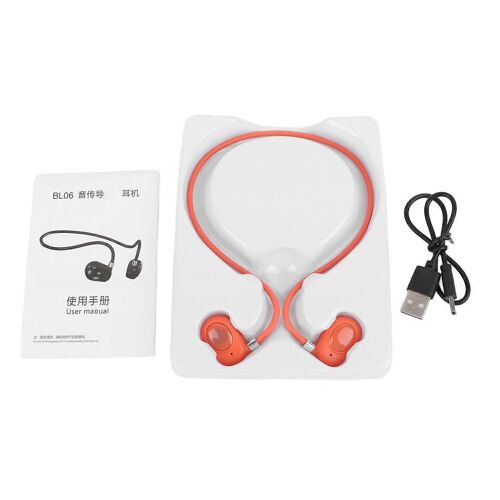 Casque à conduction d'air Bluetooth Casque sans fil léger rechargeable USB pour le cyclisme sportif Orange