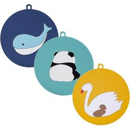 Set De Table Animal Pour Enfants,Set De Table Rond En Silicone Sets De Table Antidérapants Pour Bébé Tout-Petit,Lot De 3