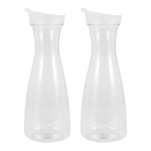2 Carafes D'eau En Plastique 1l Avec Couvercles À Languette Rabattable Blanche - Poix Incassable De Qualité Alimentaire Et Recyclable