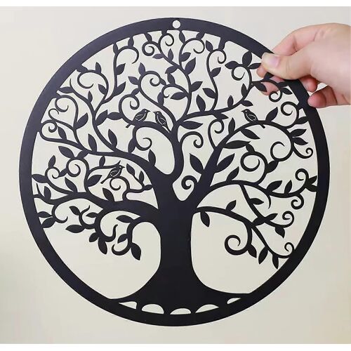 Arbre de vie en métal Wall Decor arbre et oiseaux Art Wall Sculpture 11 pouces rond Wall Decor suspendu