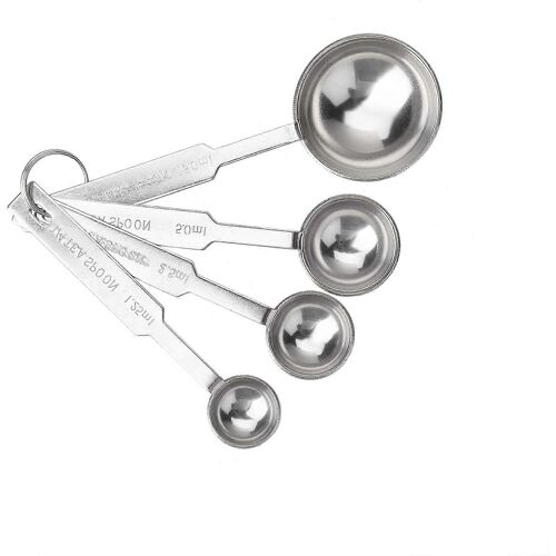 Ensemble De 4 Cuillères À Mesurer,Ensemble De Cuillères En Métal En Acier Inoxydable De Qualité Supérieure,Cuillère À Soupe Et Cuillère À Café,Pour Une Mesure Précise Des Ingrédients Liquides Ou Secs,
