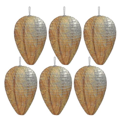 6pcs nid de guêpes leurre,nid de guêpe suspendu papier faux nid de guêpes,rester à l'écart des guêpes frelons pour patio jardin extérieur