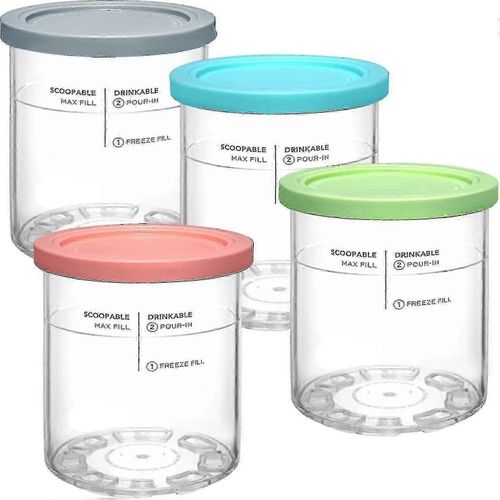 Pour les pintes et les couvercles de luxe Ninja Creami,4 pintes et couvercles de remplacement compatibles avec la sorbetière Ninja Nc501 Nc500 Series