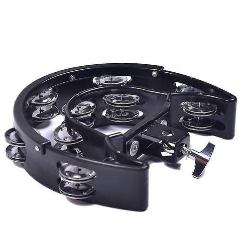 Double Anneau Lune Tambourin Tambourin Jazz Tambour Rythme Tamborine Percussion Instrument Accessoires-Noir