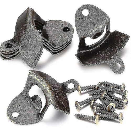 6 Pcs Ouvre-Bouteille Mural,Ouvre-Bière Mural,Ouvre-Bouteille Vintage En Bronze Avec Tapis