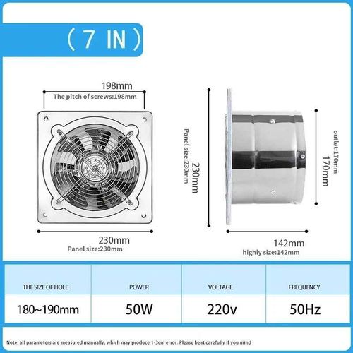 Extracteur de ventilateur de surpression en acier inoxydable,tuyau de Ventilation pour toilettes,cuisine,mur,fenêtre,résistance à la Corrosion - Type 7inch