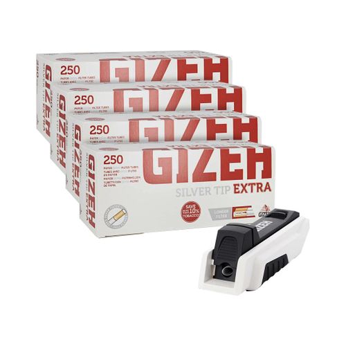 Pack Tubeuse Gizeh Silver Tip Duo + 4 boi¿tes de 1000 Tubes Gizeh Silver Tip Extra