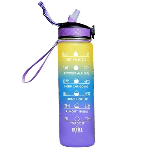 1000ml Cruche De Sport De Motivation Gratuite Avec Marqueur De Temps Tasse De Fitness En Plein Air Tasse De Couleur Dégradée Bouteille D'eau Givrée En Plein Air