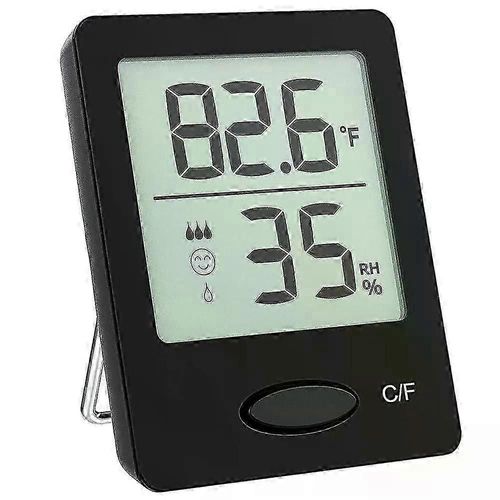 Jauge d'humidité Thermomètre d'ambiance Hygromètre Mini taille Thermomètre intérieur avec indicateur de confort d'air Noir 1 paquets