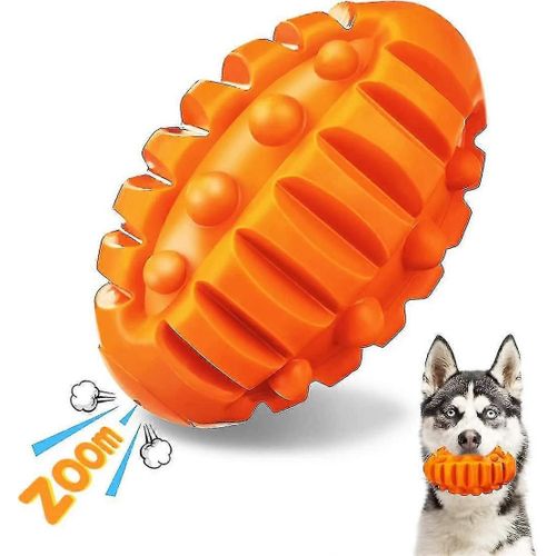 Focuspet Indestructible Dog Toy Dog Toy Ball Dog Chew Toy Sturdy Rubber Sound Ball Avec Saveur De B?uf Pour Petits Chiens De Taille Moyenne 12.5cmx7.5cm Orange