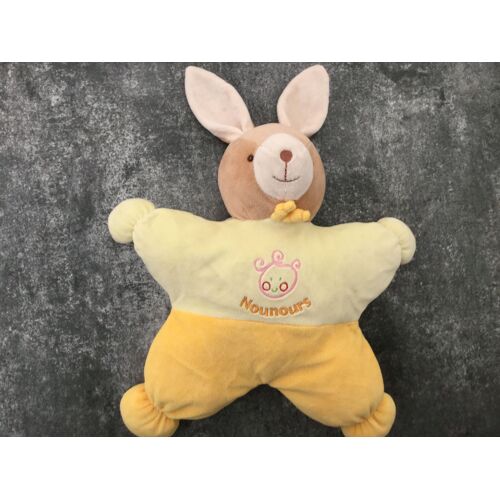 Lapin Demi Plat Jaune Nounours Fille Brodée