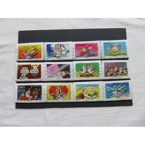 Lot De 12 Timbres Autoadhésifs Oblitérés "Bonne Année, Toute L'Année " - 2014