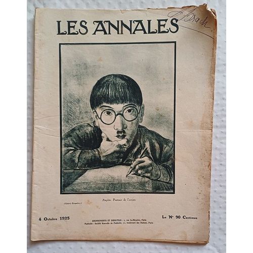 Revue Les Annales 1925 Couverture Foujita Portrait Artiste Japon