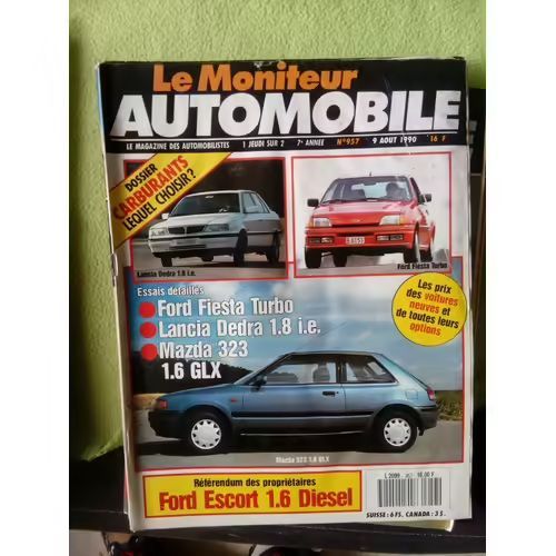 Le Moniteur Automobile 957 De 1990 Ford Escort Lx,Fiesta Turbo,Mazda 323 1.6 Glx,Ford Escort 1.6d,Lancia Dedra 1.8 Ie
