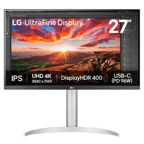LG 27UP850K-W - Écran LED - 27" - 3840 x 2160 4K UHD (2160p) - IPS - 400 cd/m² - 1200:1 - DisplayHDR 400 - 5 ms - 2xHDMI, DisplayPort, USB-C - haut-parleurs