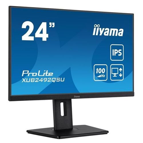 iiyama ProLite XUB2492QSU-B1 - Écran LED - 24" (23.8" visualisable) - 2560 x 1440 WQHD @ 100 Hz - IPS - 300 cd/m² - 1000:1 - 0.5 ms - HDMI, DisplayPort - haut-parleurs - noir, mat