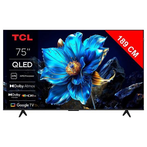 TCL 75T69C 75" (191 cm) QLED, Direct LED TV, 4K HDR TV, Smart Google TV (Dolby Vision & Atmos, Game Master, Motion Clarity, Compatible Google Assistant & Alexa)