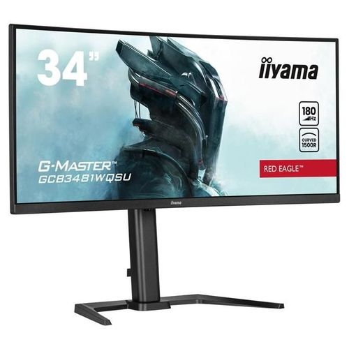 iiyama G-MASTER Red Eagle GCB3481WQSU-B1 - Écran LED - jeux - incurvé - 34" - 3440 x 1440 UWQHD @ 180 Hz - VA - 500 cd/m² - 4000:1 - 0.3 ms - 2xHDMI, 2xDisplayPort - haut-parleurs - noir mat