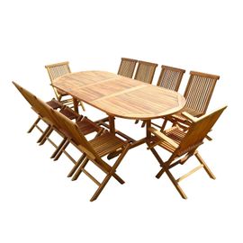 Ensemble Salon De Jardin En Teck Aspect Huilé Munggi 8 Chaises 2 Fauteuils Jumak