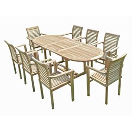 Ensemble Salon De Jardin En Teck Mahui 8 Fauteuils Empilables
