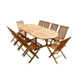 Ensemble Salon De Jardin En Teck Aspect Huilé Munggi 10 Chaises Jumak