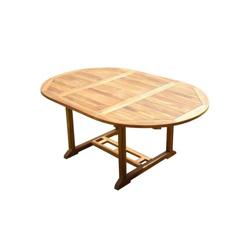 Table Ronde / Ovale En Teck Aspect Huilé Sentak L.120-180 P.120 Cm